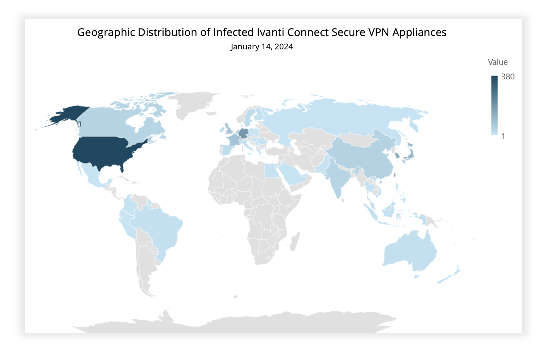 Geographic distribution of infected ICS VPN appliances